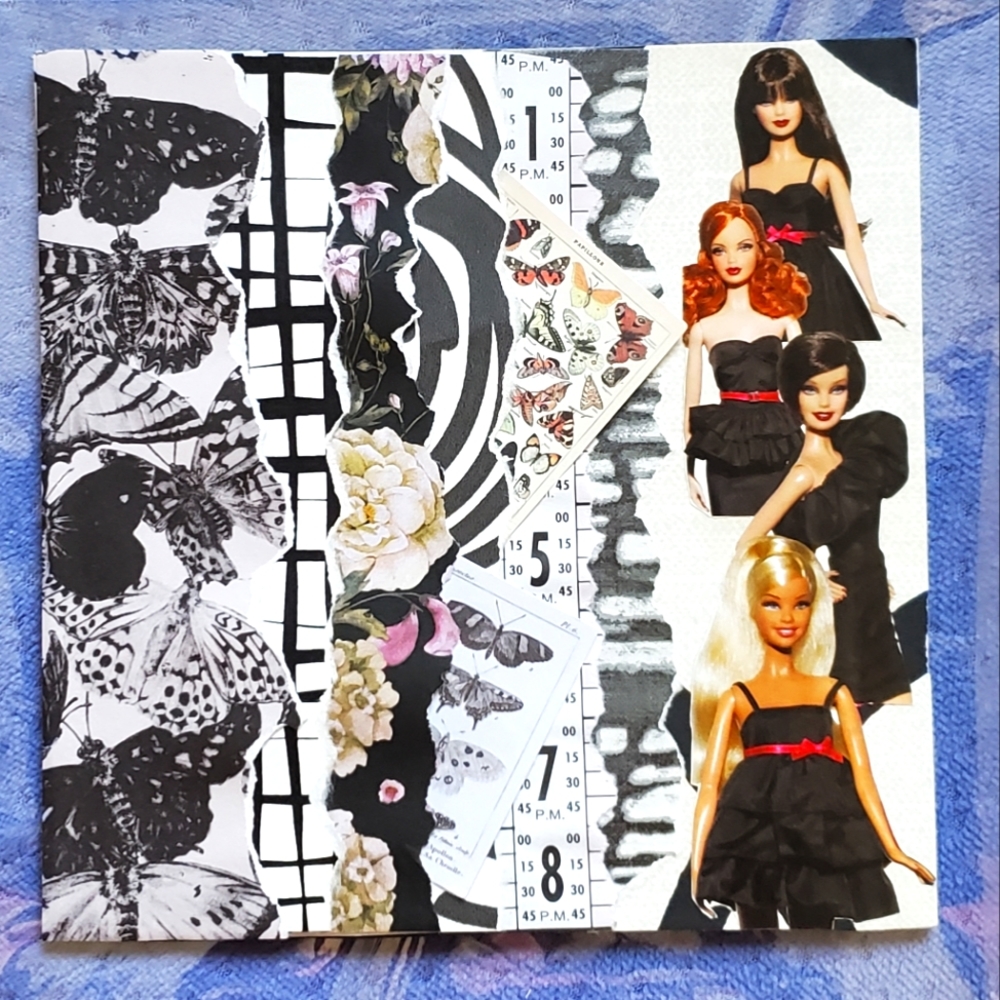🙏 HAND CRAFTED collage art magnet butterfly barbie